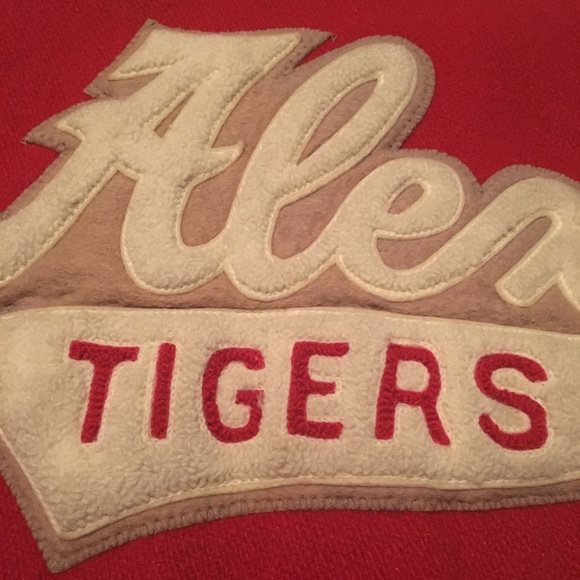 Vintage letterman jacket red grey wool high school 82 Alex Tigers - Picture 4 of 14